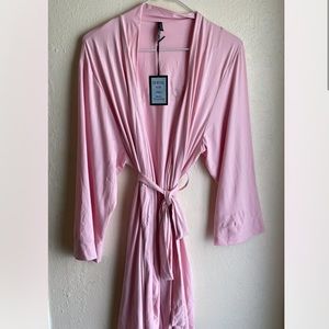 NEW IJAK pink bridesmaid robe size L/XL women polyester spandex gold glitter M9.